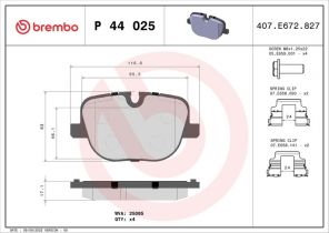 Brembo P 44 025 - Brzdové platničky -