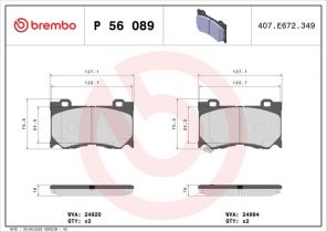 Brembo P 56 089 - Brzdové platničky -
