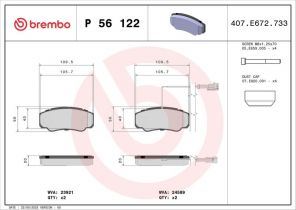 Brembo P 56 122 - Brzdové platničky -