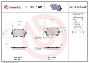 Brembo P 85 142 - Brzdové platničky -