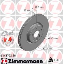 Zimmermann 610.3722.20 - Brzdový kotúč -