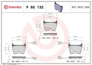 Brembo P 85 132 - Brzdové platničky -