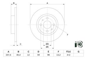 Bosch 0 986 479 E65 - Brzdový kotúč -