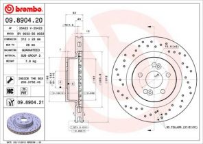 Brembo 09.8904.21 - Brzdový kotúč -