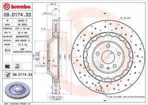 Brembo 09.D174.33 - Brzdový kotúč