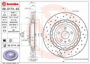 Brembo 09.D174.43 - Brzdový kotúč