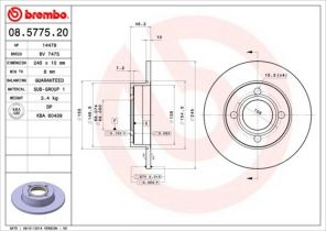 Brembo 08.5775.20 - Brzdový kotúč -