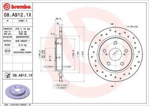 Brembo 08.A912.1X - Brzdový kotúč -
