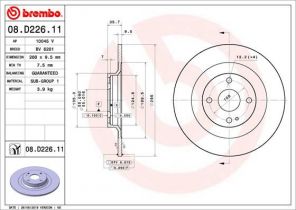 Brembo 08.D226.11 - Brzdový kotúč -