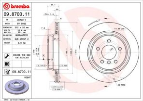 Brembo 09.8700.11 - Brzdový kotúč -