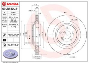 Brembo 09.B842.31 - Brzdový kotúč