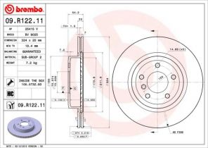 Brembo 09.R122.11 - Brzdový kotúč