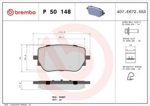 Brembo P 50 148 - Brzdové platničky -