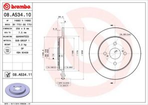 Brembo 08.A534.11 - Brzdový kotúč -
