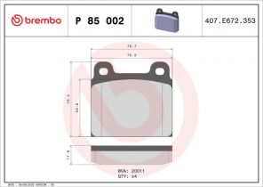 Brembo P 85 002 - Brzdové platničky -