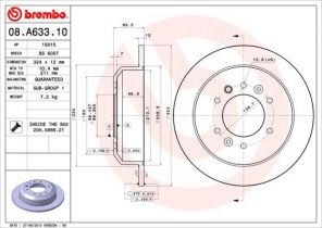 Brembo 08.A633.10 - Brzdový kotúč -