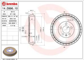 Brembo 14.D996.10 - Brzdový bubon -