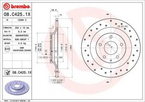 Brembo 08.C425.1X - Brzdový kotúč -