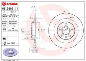 Brembo 08.D883.11 - Brzdový kotúč -