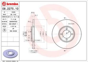 Brembo 08.2275.10 - Brzdový kotúč -