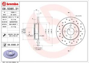 Brembo 08.5085.31 - Brzdový kotúč -