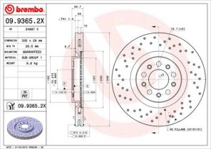 Brembo 09.9365.2X - Brzdový kotúč -
