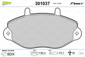 Valeo 301037 - Brzdové platničky -