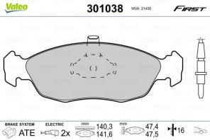 Valeo 301038 - Brzdové platničky -
