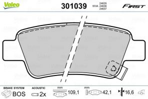 Valeo 301039 - Brzdové platničky -