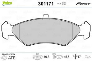 Valeo 301171 - Brzdové platničky -