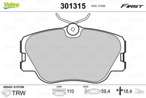 Valeo 301315 - Brzdové platničky -