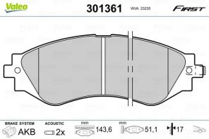 Valeo 301361 - Brzdové platničky -