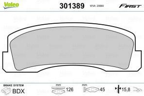 Valeo 301389 - Brzdové platničky -