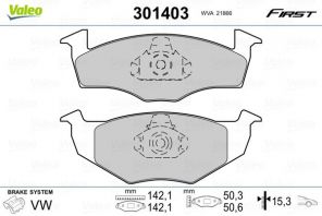 Valeo 301403 - Brzdové platničky -