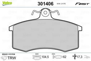 Valeo 301406 - Brzdové platničky -