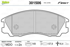 Valeo 301506 - Brzdové platničky -