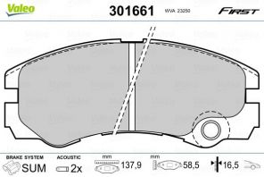 Valeo 301661 - Brzdové platničky -