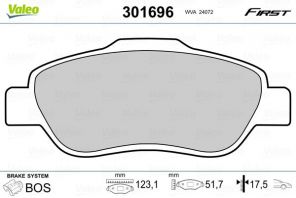 Valeo 301696 - Brzdové platničky -