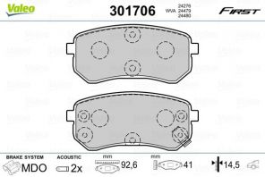 Valeo 301706 - Brzdové platničky -