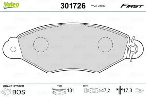 Valeo 301726 - Brzdové platničky -