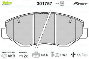 Valeo 301757 - Brzdové platničky -