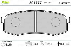 Valeo 301777 - Brzdové platničky -