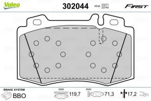 Valeo 302044 - Brzdové platničky -