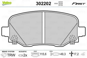 Valeo 302202 - Brzdové platničky -