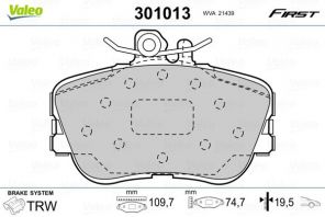 Valeo 301013 - Brzdové platničky -