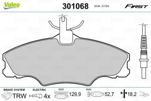 Valeo 301068 - Brzdové platničky -