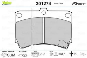 Valeo 301274 - Brzdové platničky -
