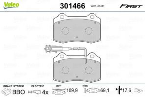 Valeo 301466 - Brzdové platničky -
