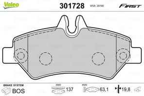 Valeo 301728 - Brzdové platničky -