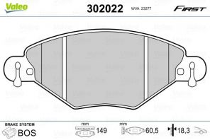 Valeo 302022 - Brzdové platničky -